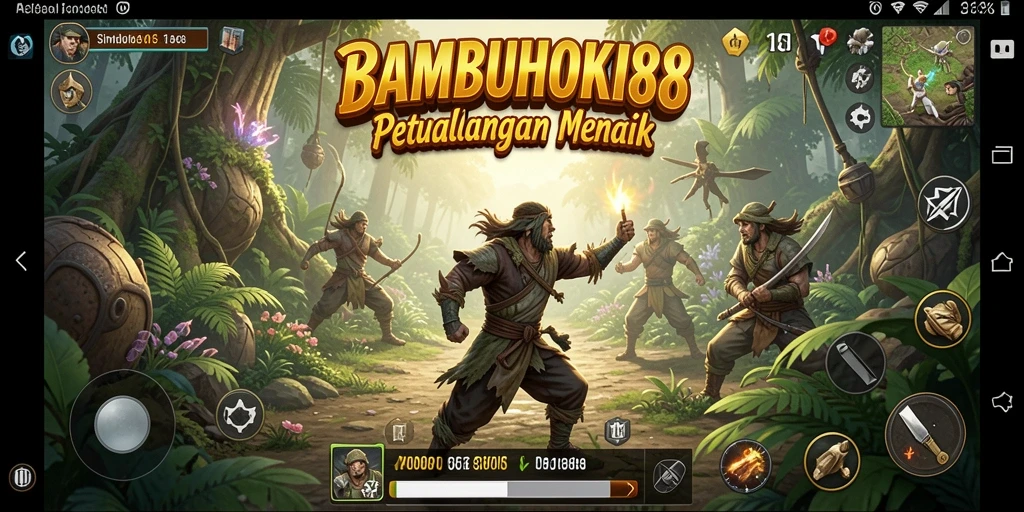 Tampilan gameplay seru dalam BAMBUHOKI88 yang menunjukkan interaksi karakter.