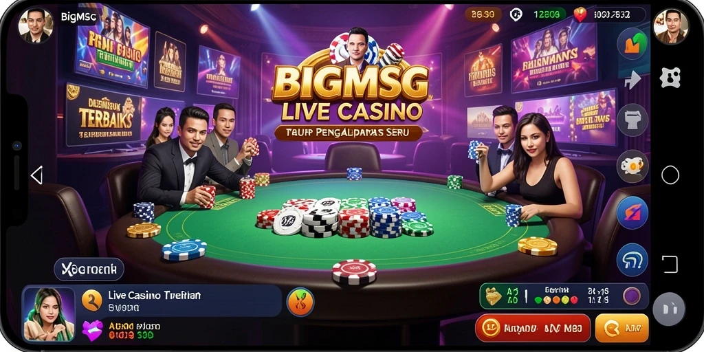 Tampilan gameplay Live Casino yang seru di BIGMSG dengan dealer langsung.
