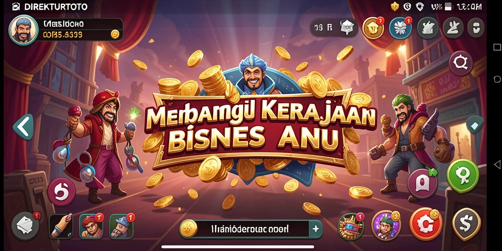 Screenshot gameplay menunjukkan manajemen bisnis yang dinamis.