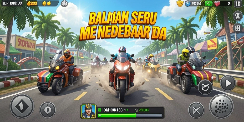 Tampilan balapan seru di IDRHOKI138 dengan mobil cepat.