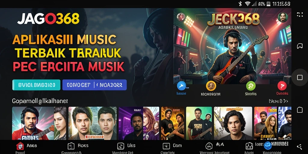 Screenshot JAGO368 menunjukkan antarmuka menarik dan gameplay musik yang seru.