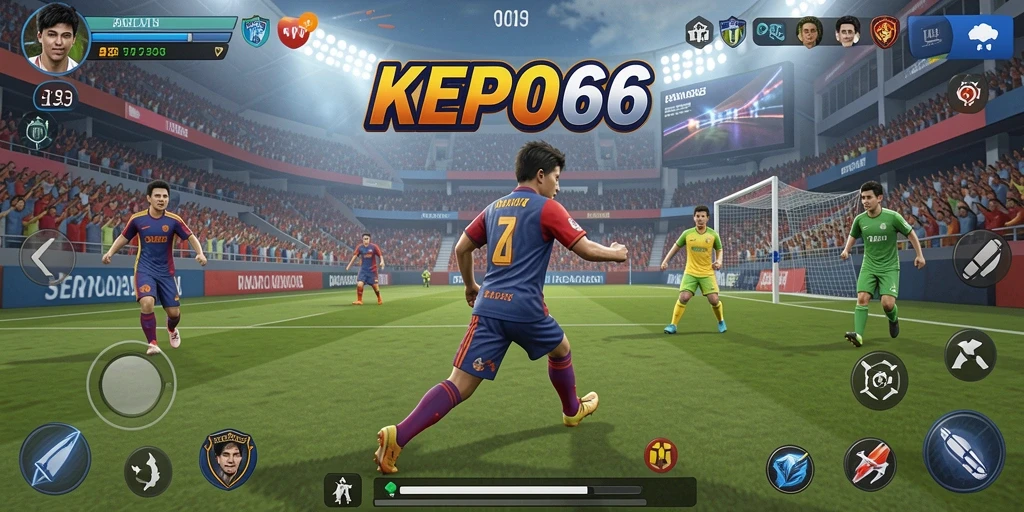 Screenshot utama KEPO66 menunjukkan gameplay action-packed dalam suasana olahraga yang dinamis.