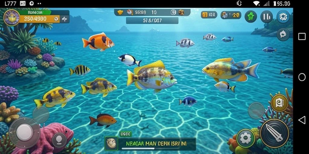 Screenshot gameplay L777 menampilkan aksi menembak ikan yang seru.