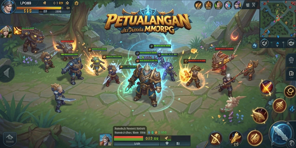 Screenshot gameplay epik dari LPO88 yang menampilkan pertempuran dinamis.
