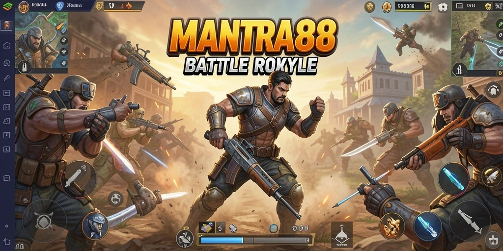 Tampak pertarungan seru dalam permainan Battle Royale MANTRA88.