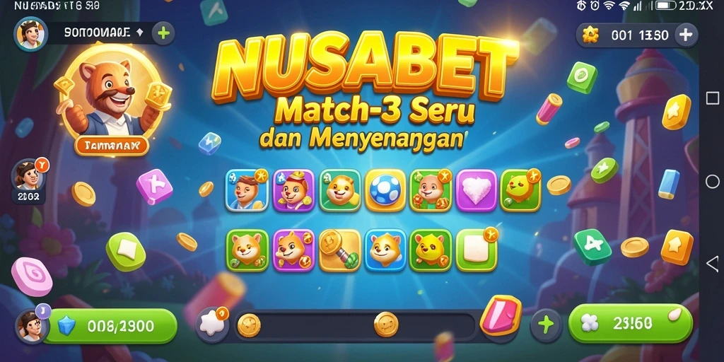 Tampilan gameplay seru dalam NUSABET dengan elemen warna-warni.