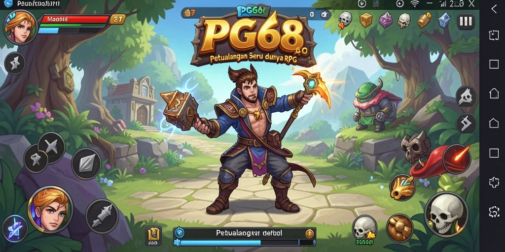 Screenshot menunjukkan aksi mendebarkan di dunia RPG PGG68.
