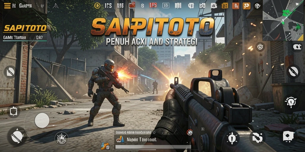 Screenshot gameplay SAPITOTO yang menampilkan aksi tembak-menembak intens.